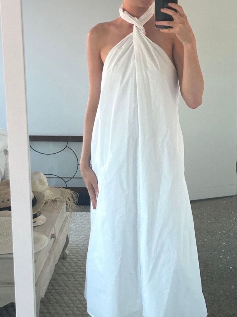 Anine Bing Cosette White Midi Halter Dress Bridal Amalfi Coast XS